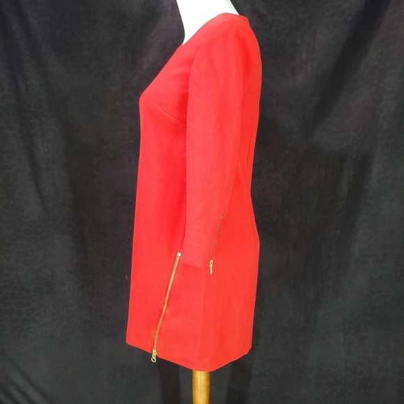 J. Crew Shift Dress Red with Zipper Accents Size 00P Holiday Classic Preppy - Picture 4 of 11